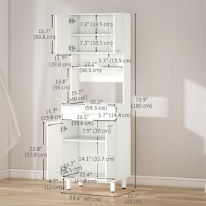 Pantry with microwave storage, white