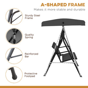 3-seater swing with adjustable canopy, black