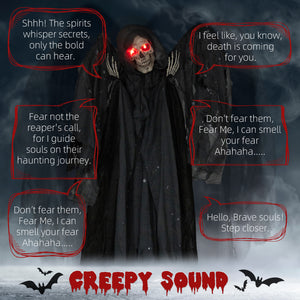 Life-Size Grim Reaper 6.4ft Winged Animated Outdoor Halloween Decoration with Light-Up Eyes