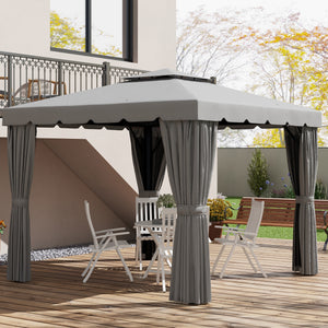 10 x 10 gazebo with curtains and mosquito nets, light grey