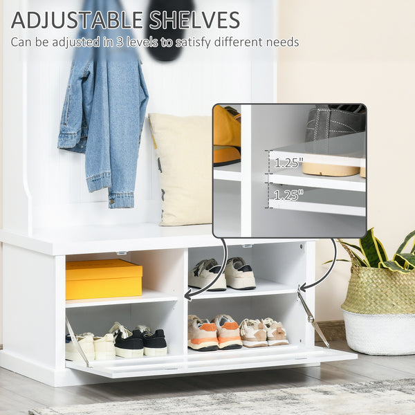 3-in-1 Hallway Unit with Shoe Storage, White
