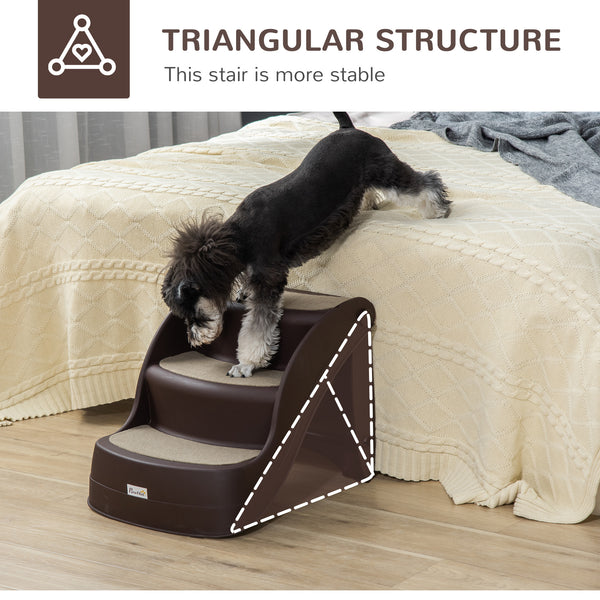 Portable folding stairs for small dogs and cats, brown