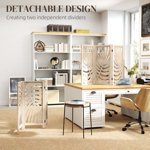 3-panel folding and removable partition wall, natural wood finish