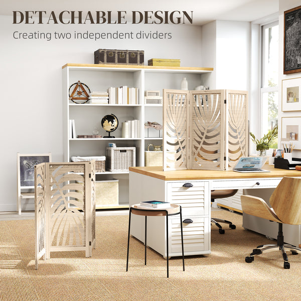 3-panel folding and removable partition wall, natural wood finish