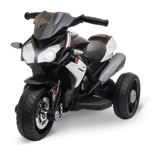6V Electric Motorcycle with 3 Wheels, Music, Horn, Lights, Black