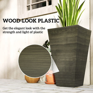 Set of 3 tall planters, bronze