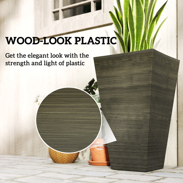 Set of 3 tall planters, bronze