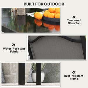 5-Piece Patio Dining Set with 4 Stackable Chairs, Tempered Glass Top and Rust-Proof Metal Frame