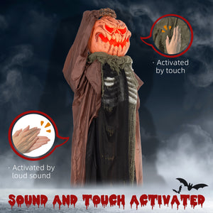 6ft Life Size Halloween Outdoor Ghost Pumpkin Skull Decoration, Sound &amp; Motion Activated