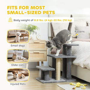 Cat steps with sisal scratching post, grey