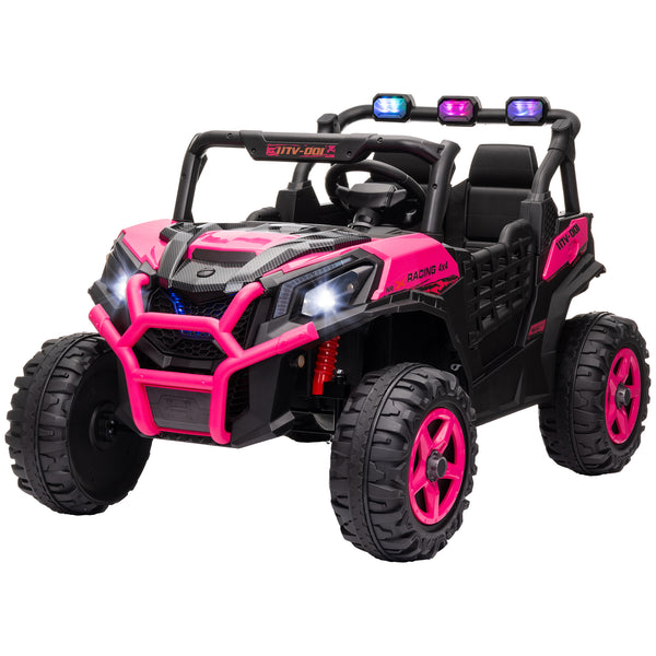 24V 2-seater vehicle with remote control and spring suspension, pink