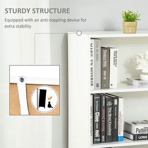 4-Tier Open Bookcase with Doors, White