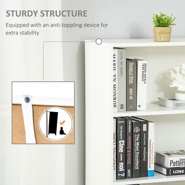 4-Tier Open Bookcase with Doors, White