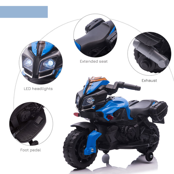 6V Electric Motorcycle with Small Wheels, Blue