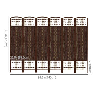 6-Panel Corrugated Fiber Folding Room Divider, Brown