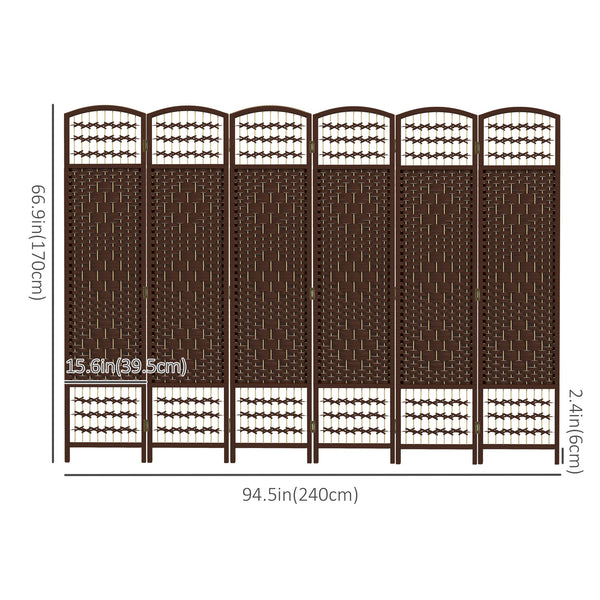 6-Panel Corrugated Fiber Folding Room Divider, Brown
