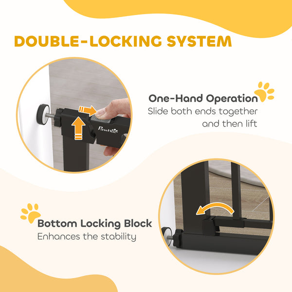 Extra-wide safety gate with small door, black