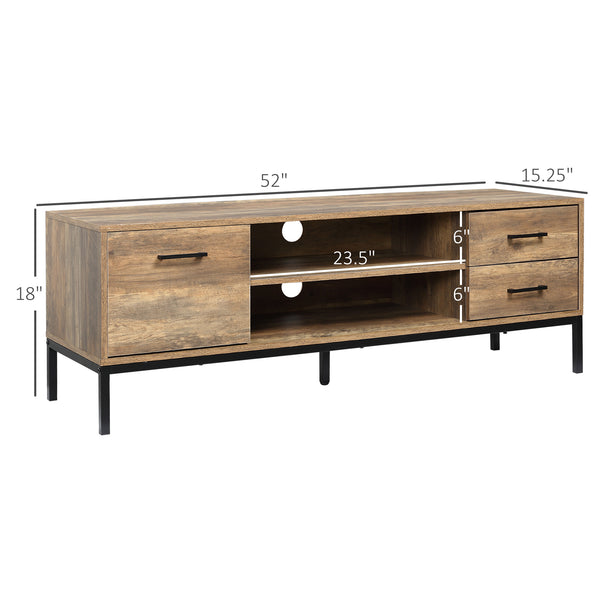 TV stand for up to 50 inches with door, open storage and drawers