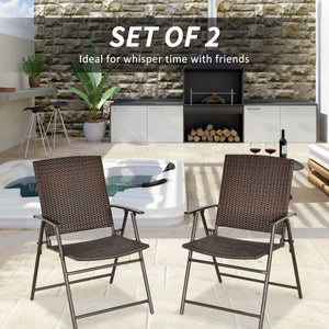 Set of 2 garden chairs in brown woven resin