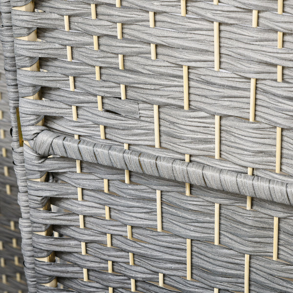 Handwoven 4-panel folding room divider, gray melange