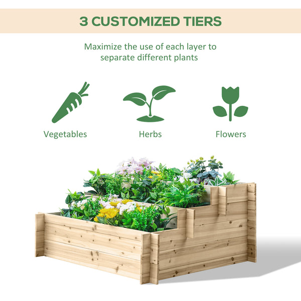 3-tier raised wooden planter