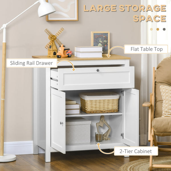 Sideboard with drawer, double-door cabinet and adjustable shelf, white.
