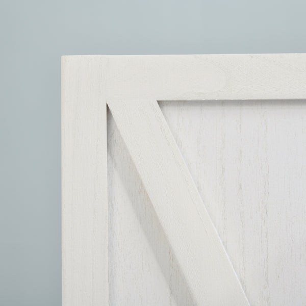 3-Panel Country Style Room Divider with Folding Wooden Frame, White