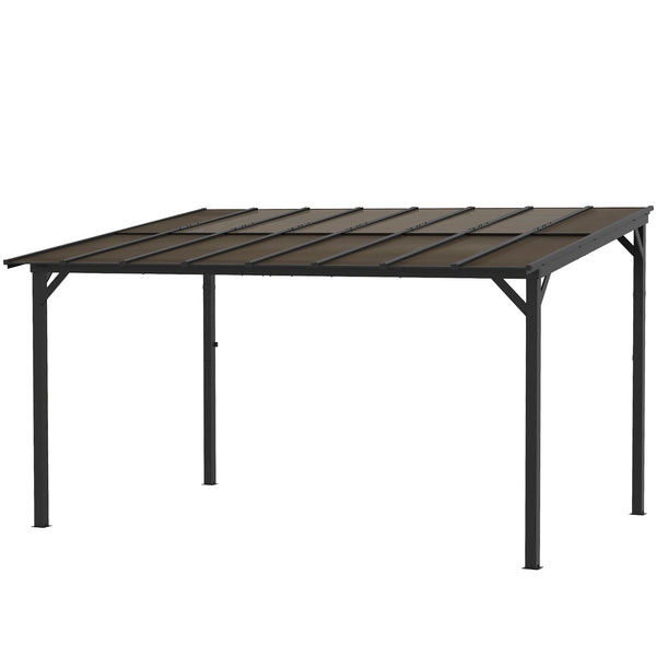 10' x 14' Hardtop Pergola, Wall Mounted or Freestanding, with Waterproof Polycarbonate Roof and UPF 50+ Protection Rating