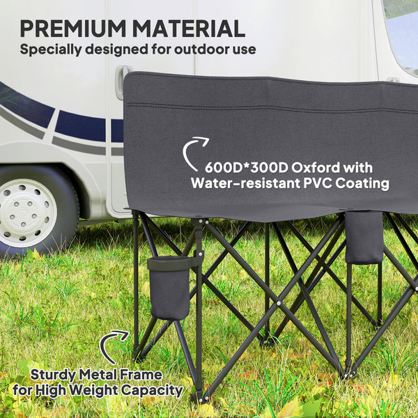 6 Seater Folding Camping Chair with Cup Holder and Carrying Case for Camping, Picnics and Sporting Events, Dark Grey