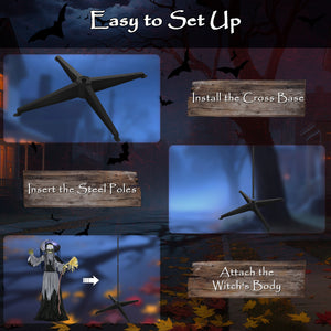 Standing Witch, Voice-Activated Accessory, Rotating Head and Flashing Eyes, Black