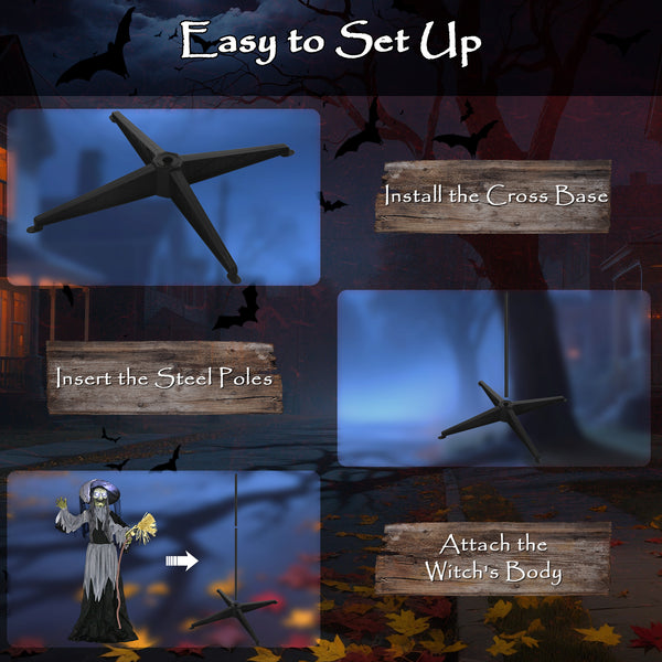 Standing Witch, Voice-Activated Accessory, Rotating Head and Flashing Eyes, Black