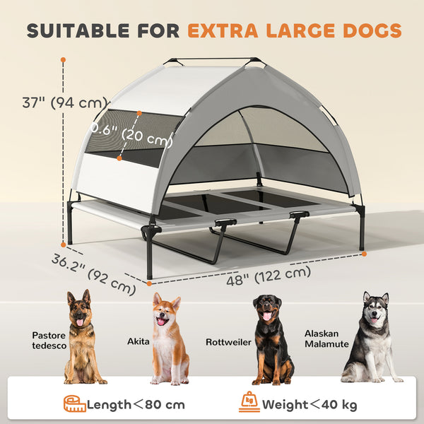 Elevated dog bed with removable canopy