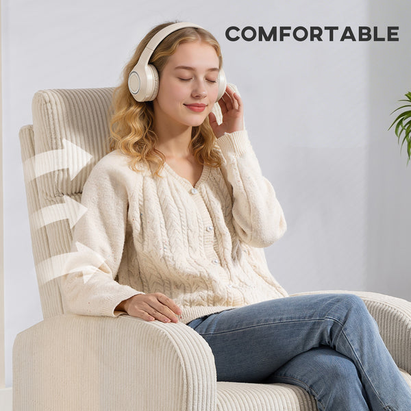 Fabric Recliner Chair Manual Home Theater Seating Single Reclining Sofa Chair with Padded Seat for Living Room, Beige