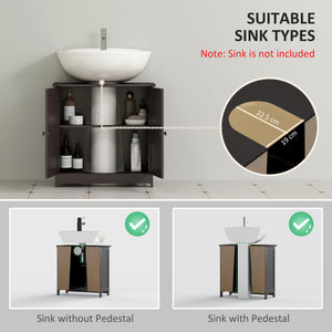 Vanity unit with 2 doors and shelf, coffee color