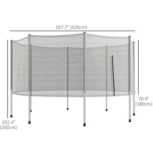 Safety net for 14-foot trampoline with 8 poles, grey 