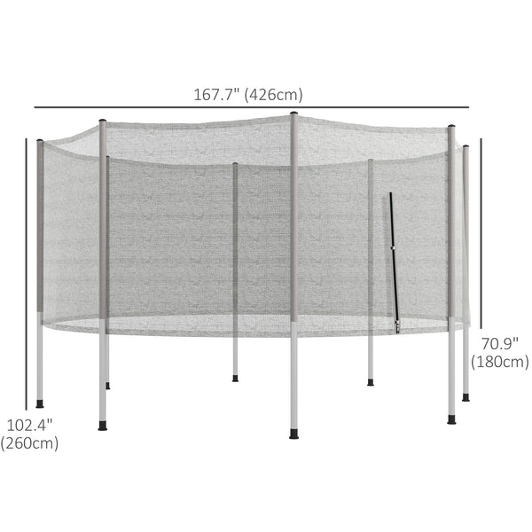 Safety net for 14-foot trampoline with 8 poles, grey 