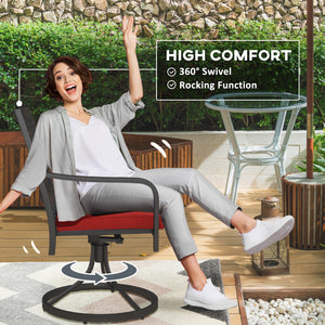 Swivel Chair Set with Cushion with Curved Armrests, Red 