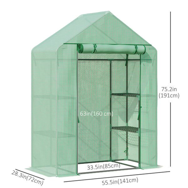 Portable garden greenhouse with 4 shelves