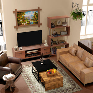 Modern slim wooden bookcase, brown