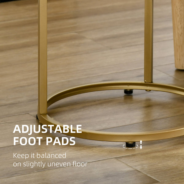 Set of 2 nesting side tables with metal base, gold