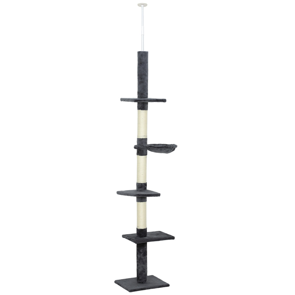 2.6 m (8.5 ft) 5-level cat tree with scratching post, dark grey