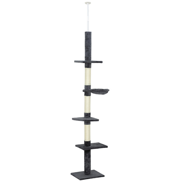 2.6 m (8.5 ft) 5-level cat tree with scratching post, dark grey