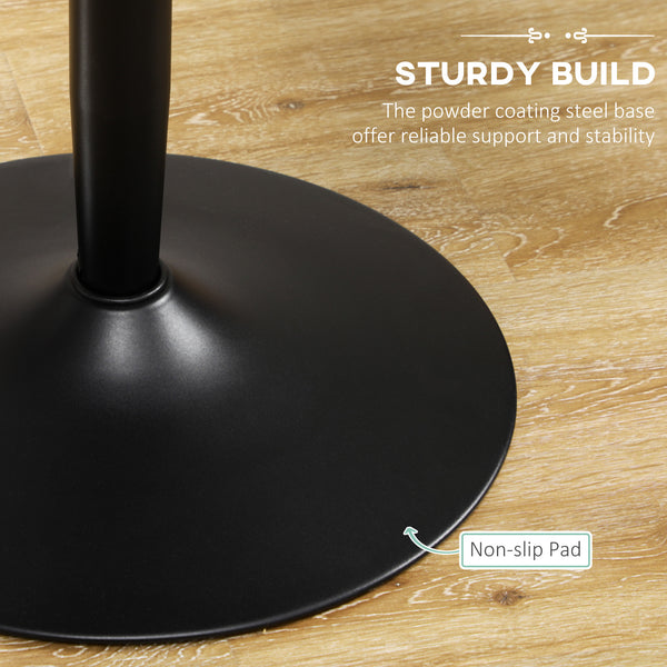 Modern kitchen table for 2 people, round table with steel base for living room or dining room, black