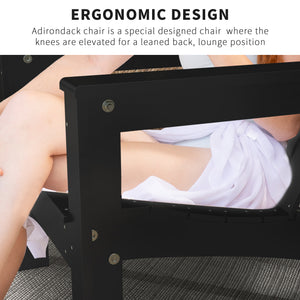 Muskoka Poplar Adirondack Chair with High Back and Wide Seat, Black