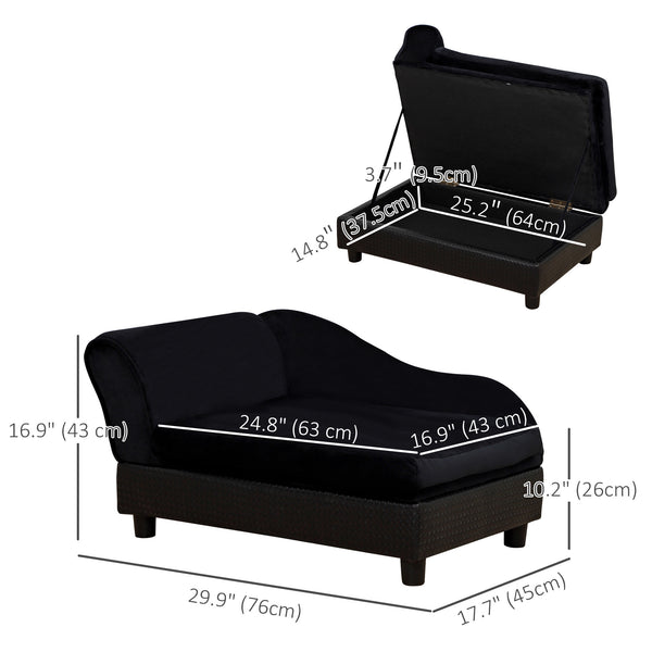Sofa bed with integrated storage, black