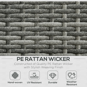 3-piece woven rattan garden furniture set with loveseat, coffee table and cushions, grey