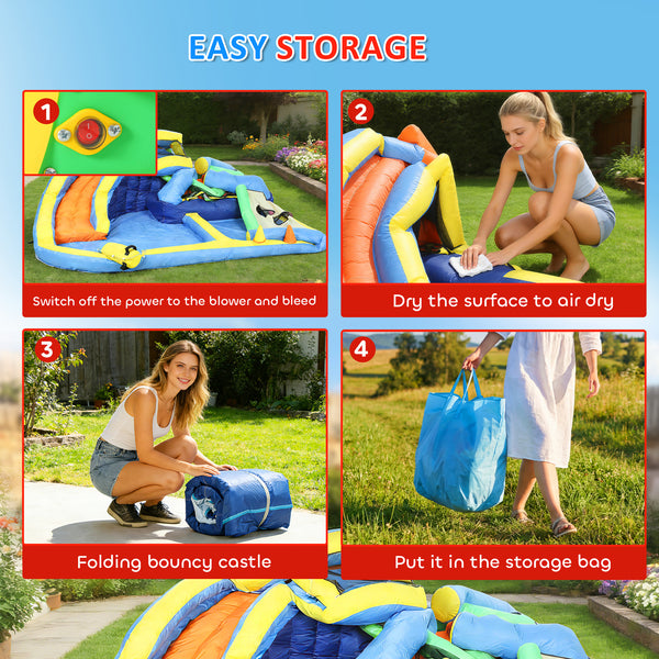 Inflatable bouncy castle for children with slide, ball pit, ball thrower and blower