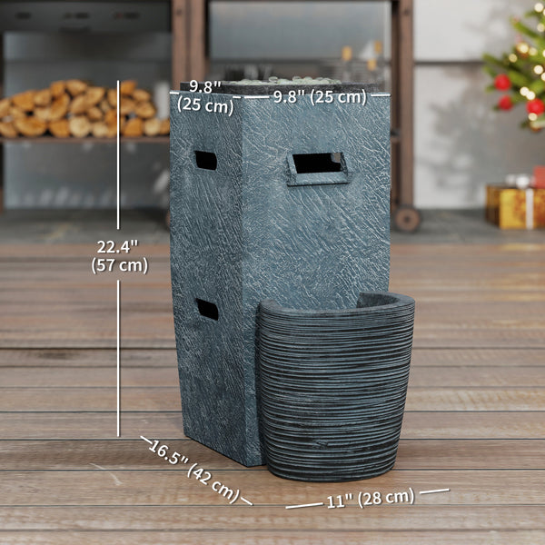 15,000 BTU propane fireplace with LED lighting and fountain, gray 