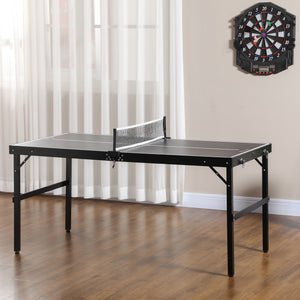 Folding table tennis table with aluminum frame, black