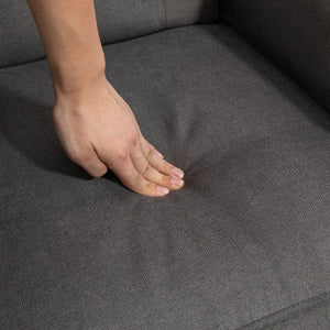 Upholstered fabric accent chair with wooden legs, anthracite grey